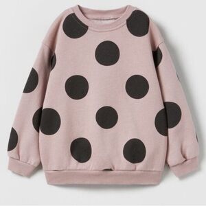Zara Toddler Polka Dot Crewneck Fleece Oversized Sweatshirt Top